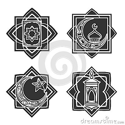 Islamic ornate emblem set Vector Illustration