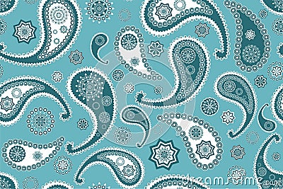 Islamic paisley seamless turquoise vector texture Vector Illustration