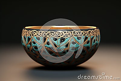 Islamic pattern incorporated into a ceramic bowl. Generative ai Stock Photo