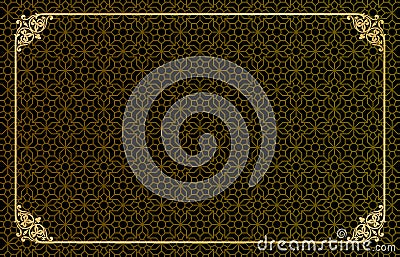 Islamic pattern with Rectangle frame and border floral golds for greeting cards, certificate, backdrop, banner, poster Vector Illustration