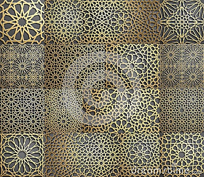 Islamic pattern . Seamless arabic geometric pattern, east ornament, indian ornament, persian motif, 3D. Endless texture Vector Illustration
