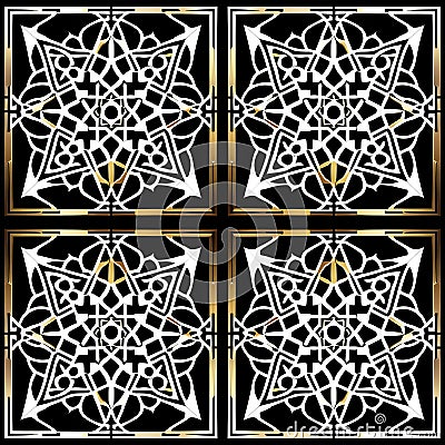 Islamic patterns seamless symmetrical wallpaper Stock Photo