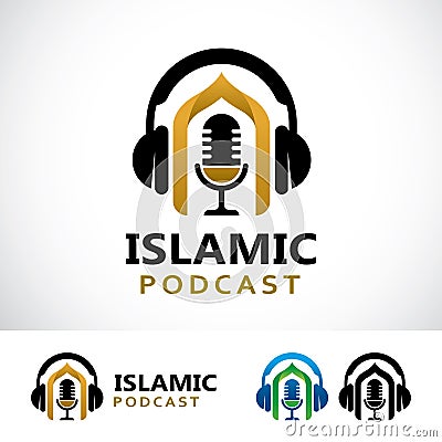 Islamic Podcast Logo Design Vector Illustration