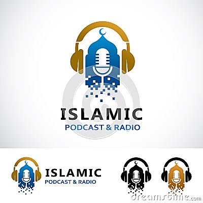 Islamic Podcast Logo Design Vector Illustration