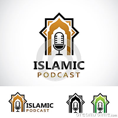 Islamic Podcast Logo Design Vector Illustration