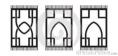 Islamic prayer rug collection - stock vector. Vector Illustration