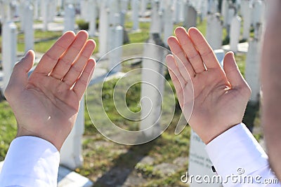 Islamic praying on dead person Editorial Stock Photo