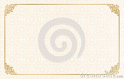Islamic Rectangle gold frame geometric pattern ornament with isolated background for greeting cards , banner, poster, Vector Illustration