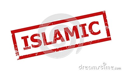 ISLAMIC Red Rectangle Frame Rubber Watermark Vector Illustration