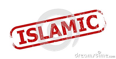 ISLAMIC Red Rounded Rectangle Unclean Watermark Vector Illustration