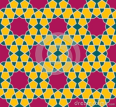 Islamic seamless pattern. Oriental geometric ornaments, traditional arabic art. Muslim mosaic. Vector Illustration