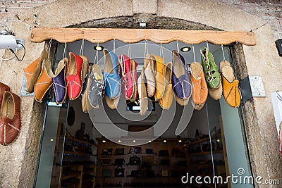 Islamic shoe shop Stock Photo