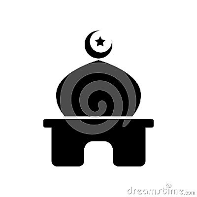 Islamic templat black mosque, icon, isolated on white background Vector Illustration