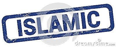 ISLAMIC text written on blue rectangle stamp Stock Photo