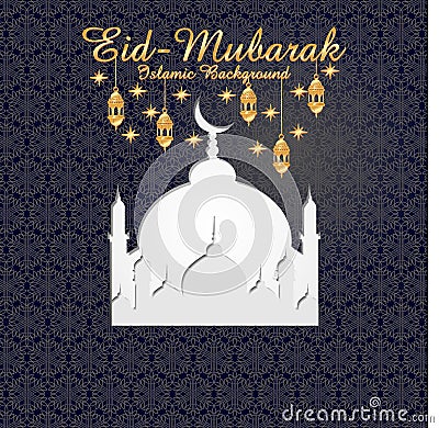 Islamic theme greeting cards black and gold Cartoon Illustration