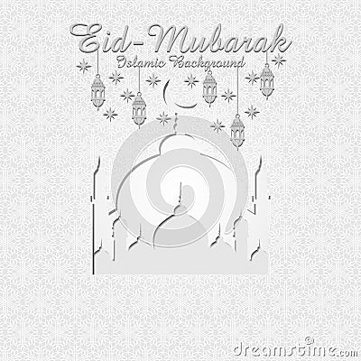 Islamic theme greeting cards white Cartoon Illustration