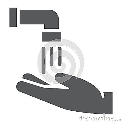 Islamic Wudu glyph icon, ramadan and islam, hand washing sign, vector graphics, a solid pattern on a white background Vector Illustration