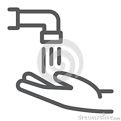 Islamic Wudu line icon, ramadan and islam, hand washing sign, vector graphics, a linear pattern on a white background Vector Illustration