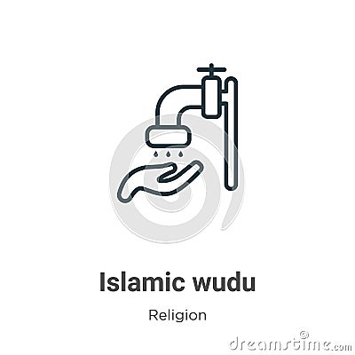 Islamic wudu outline vector icon. Thin line black islamic wudu icon, flat vector simple element illustration from editable Vector Illustration