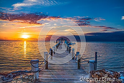 Islamorada Florida Keys Dock Pier Sunrise Stock Photo
