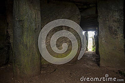 Bryn Celli Ddu megalithic inside mound in wales Stock Photo