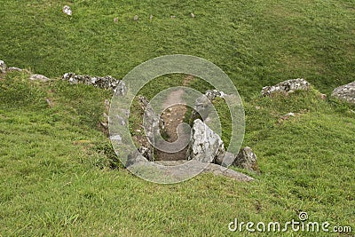 Bryn Celli Ddu megalithic mound in wales Stock Photo