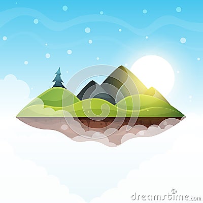 Island cartoon. Sea and sun. Vector Illustration