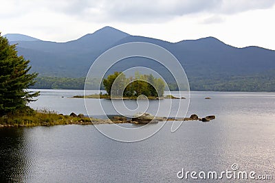 Island in Chittenden Reservoir Stock Photo