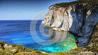 Island Coast, Limestone Cliffs, Paxi Stock Photo