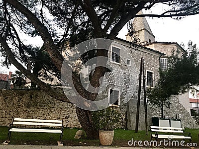 Old town Osor stone history building and church Stock Photo