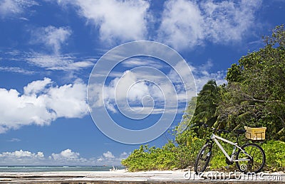 The island of dreams. Bicycle on moorage. Stock Photo