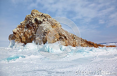 Island Edor in the Baikal lake pass Small Sea Stock Photo