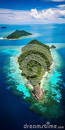 Breathtaking Aerial View Of Tropical Islands In The Blue Ocean Stock Photo