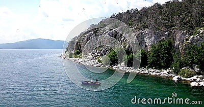 Island golem grad in a lake prespa,macedonia Editorial Stock Photo