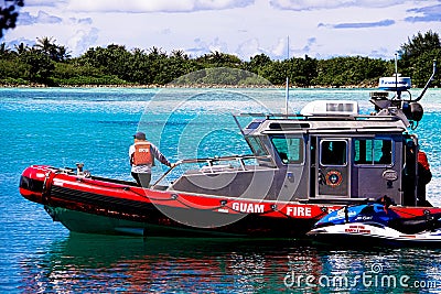 Island of Guam Fire Rescue boat Editorial Stock Photo