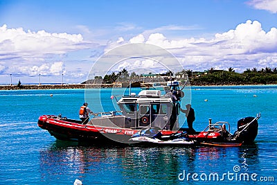 Island of Guam Fire Rescue boat Editorial Stock Photo