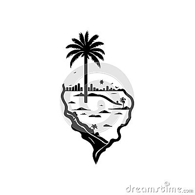 Island Icon hand draw black colour memorial day logo symbol perfect Vector Illustration