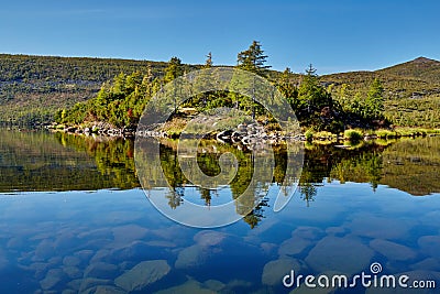 Island. Jack Londons lake. Kolyma Stock Photo