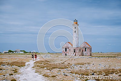 Island of Klein Curacao in the Caribbean near the Island Curacao with the red lighthouse , small island Curacao Stock Photo