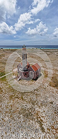 Island of Klein Curacao in the Caribbean near the Island Curacao with the red lighthouse , small island Curacao Stock Photo