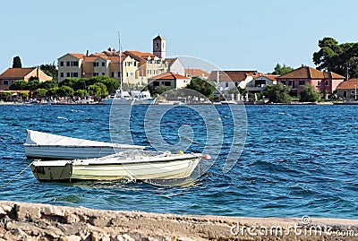 Island of Krapanj waterfront view, Adriatic Sea, Croatia Stock Photo