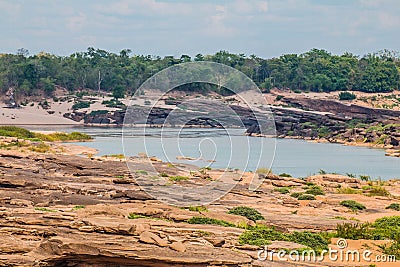 Island mekong river and Thai-Laos Stock Photo