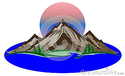 Island Mountains sea sun vector illustration welcome Vector Illustration