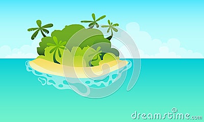 Island in the ocean with the beach Vector Illustration