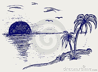 Island palm Vector Illustration