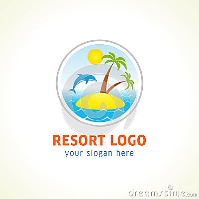 Island with palm logo Vector Illustration