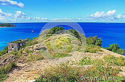 Five Island Peninsula From Old Fort Barrington in St. Johnâ€™s Antigua Stock Photo