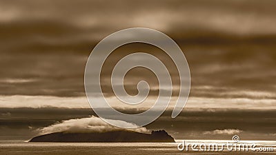 The island with a person profile shape in the Ring of Kerry, Irland Stock Photo