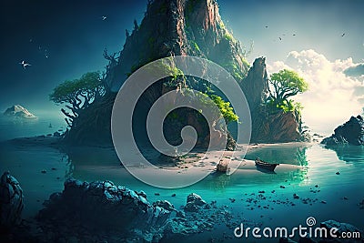 A beautiful mysterious island hidden from the world Stock Photo