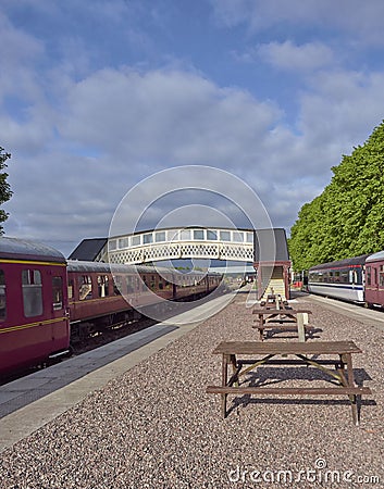 The Island Platform at Bridge of Dun, a privately owned Railway Station and line located in Angus. Editorial Stock Photo